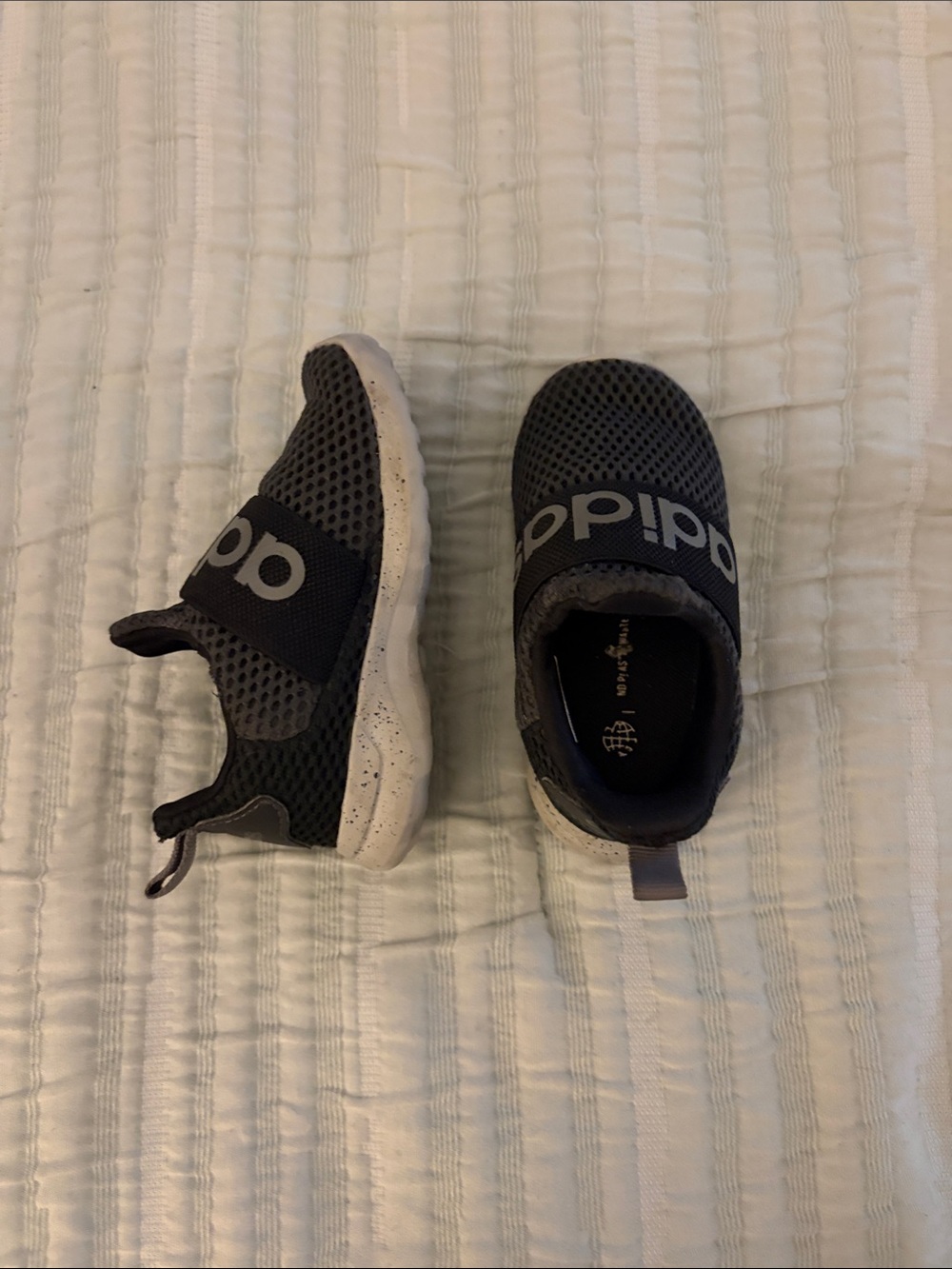 adidas Kids Charcoal Gray Slip-On Mesh Sneakers